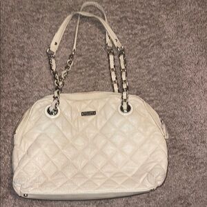 Kate Spade White Quilted Shoulder Bag with Chain Straps